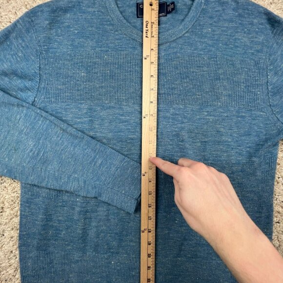 Vtg GRAYERS Clothiers Sweater Mens Medium Blue Linen Wool Blend Pullover L/S - Picture 2 of 10